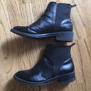 Black Faux Leather Chelsea Boots